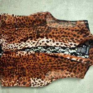 Wet seal Y2K leopard lace vest kimono size M